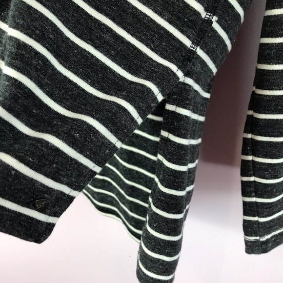 AMERICAN EAGLE Heathered Striped V Neck Split Hem Pullover Hoodie Sweatshirt M - Picture 8 of 10